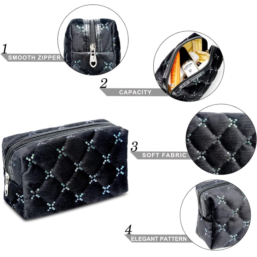Cute black cosmetic ,pencil or travel bag - Picture 2 of 12